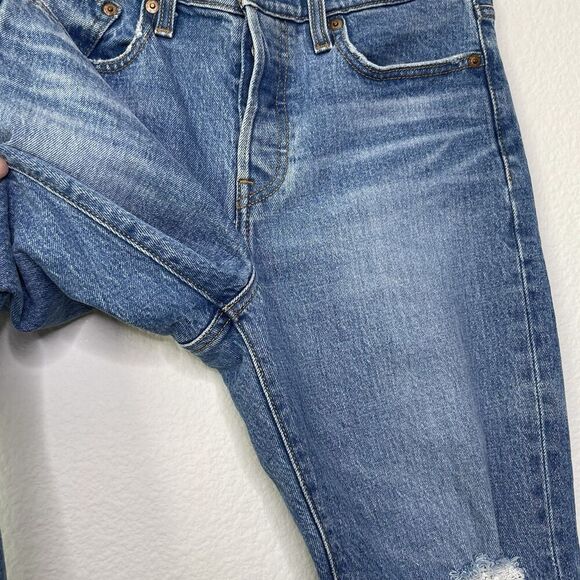 Levis Wedgie Skinny Ankle Jeans 28" Sz 26 Button Fly Mid Rise Distressed Denim - Picture 7 of 13